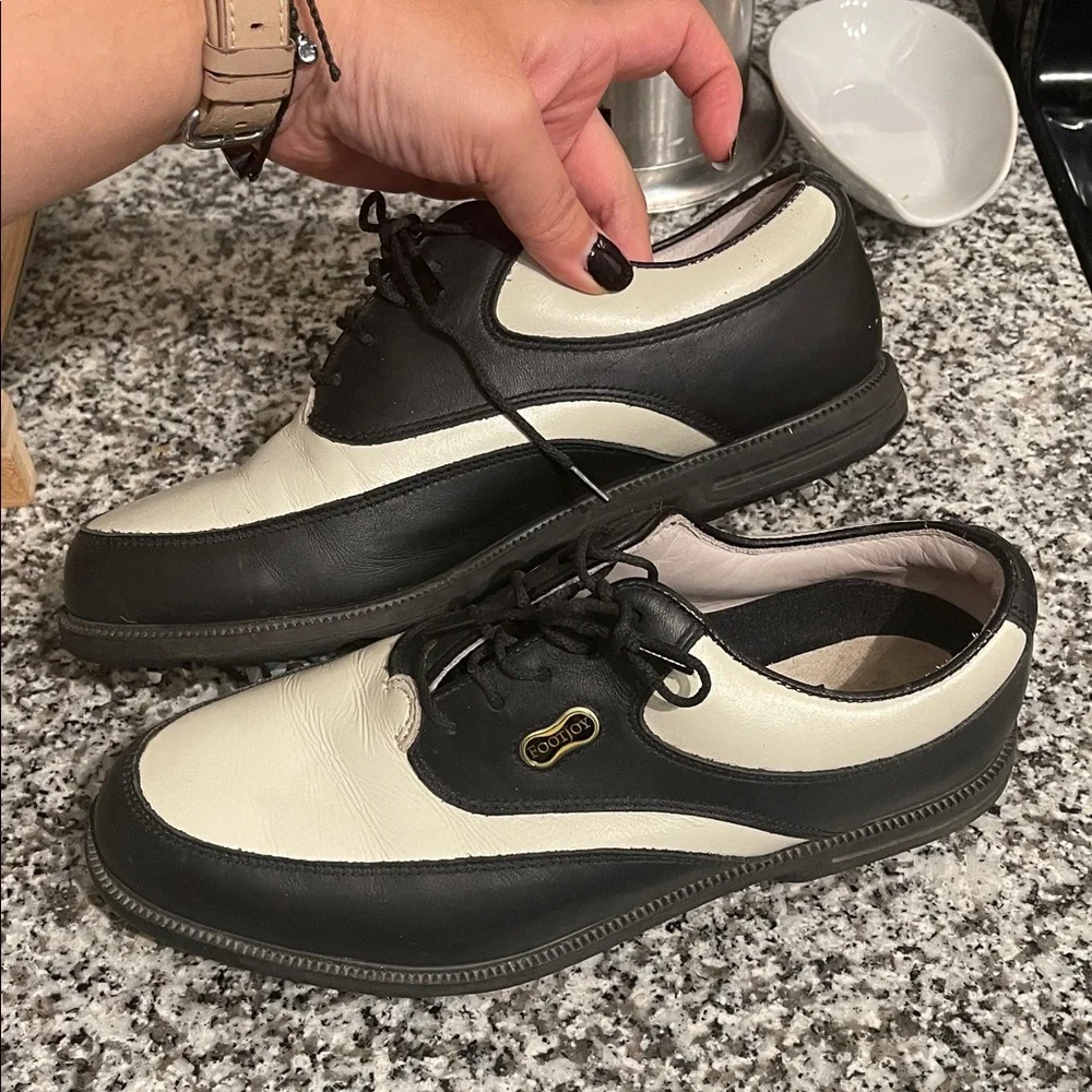 Vintage FootJoy Black and Cream Golf Shoes
